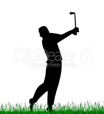 Golfspieler Silhouette auf der Spielbahn