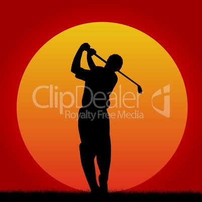 Golfspieler Silhouette im Sonnenuntergang