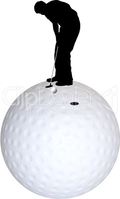 Golfspieler Silhouette auf Golfball