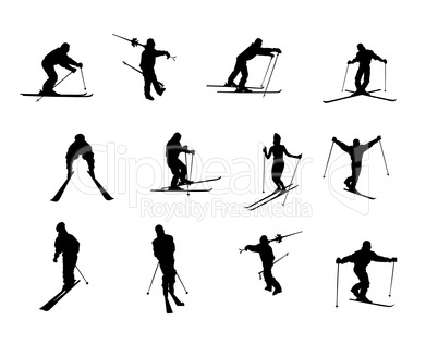 Sportler Silhouetten Skifahren