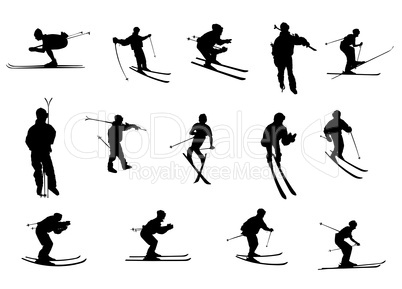 Sportler Silhouetten Skifahren