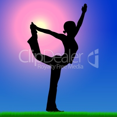 Silhouette beim Yoga im Sonnenaufgang