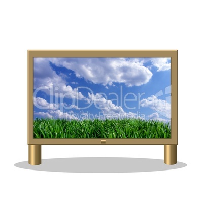 Flachbildfernseher Gras Himmel Wolken