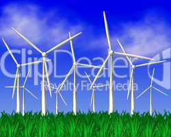 Windkrafträder auf der Wiese