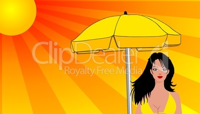 Frau mit Sonnenschirm