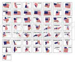 Amerikanische Bundesstaaten einzeln im Stars & Stripes Design
