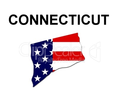 USA Landkarte Staat Stars & Stripes Connecticut