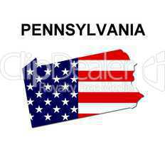 USA Landkarte Staat Stars & Stripes Pennsylvania