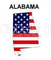 USA Landkarte Staat Stars & Stripes Alabama