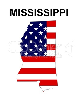 USA Landkarte Staat Stars & Stripes Missisippi