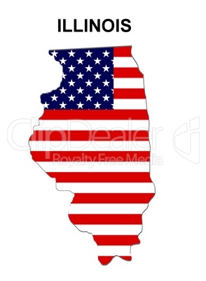 USA Landkarte Staat Stars & Stripes Illinois