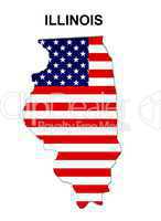 USA Landkarte Staat Stars & Stripes Illinois