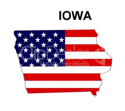 USA Landkarte Staat Stars & Stripes Iowa