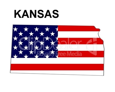 USA Landkarte Staat Stars & Stripes Kansas