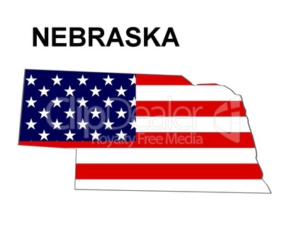 USA Landkarte Staat Stars & Stripes Nebraska