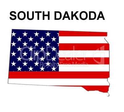 USA Landkarte Staat Stars & Stripes South dakota