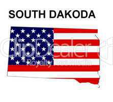 USA Landkarte Staat Stars & Stripes South dakota