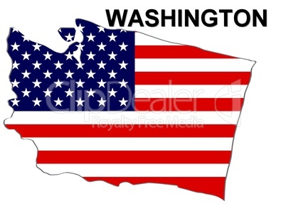 USA Landkarte Staat Stars & Stripes Washington