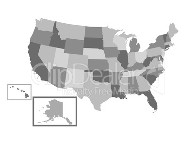 USA Landkarte mit einzelnen Staaten