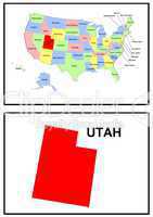 USA Landkarte Staat Utah