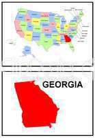 USA Landkarte Staat Georgia