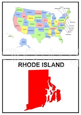 USA Landkarte Staat Rhode Island