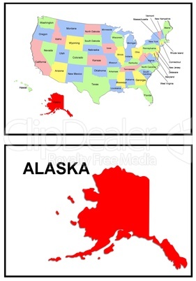 USA Landkarte Staat Alaska