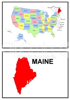 USA Landkarte Staat Maine
