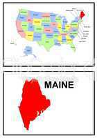 USA Landkarte Staat Maine