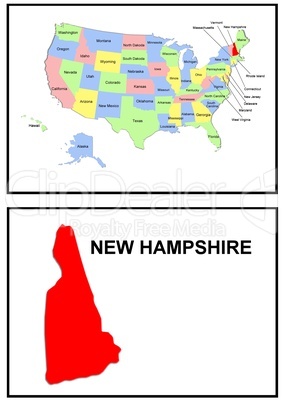 USA Landkarte Staat New Hampshire