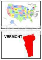 USA Landkarte Staat Vermont