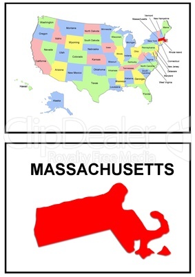 USA Landkarte Staat Massachusetts
