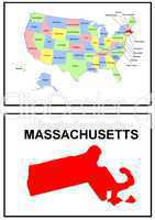 USA Landkarte Staat Massachusetts