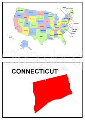 USA Landkarte Staat Connecticut