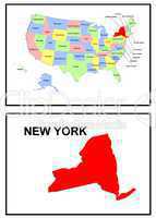 USA Landkarte Staat New York
