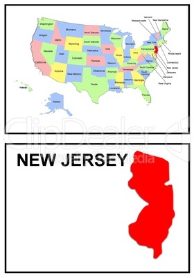 USA Landkarte Staat New Jersey