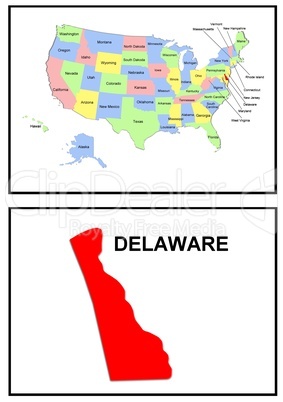 USA Landkarte Staat Delaware
