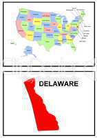 USA Landkarte Staat Delaware