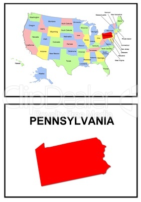 USA Landkarte Staat Pensylvania