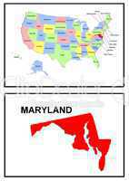 USA Landkarte Staat Maryland