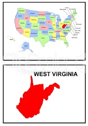 USA Landkarte Staat West Virginia
