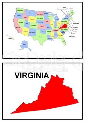 USA Landkarte Staat Virginia