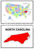 USA Landkarte Staat North Carolina