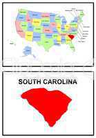 USA Landkarte Staat South Carolina