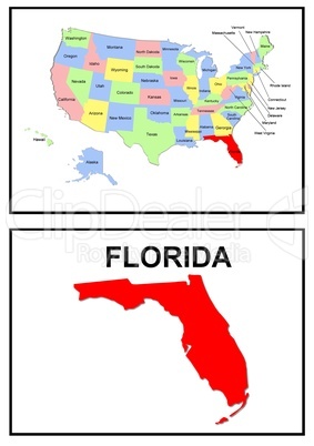 USA Landkarte Staat Florida