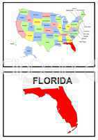 USA Landkarte Staat Florida