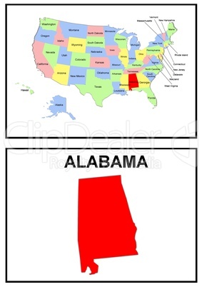 USA Landkarte Staat Alabama