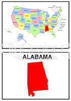 USA Landkarte Staat Alabama