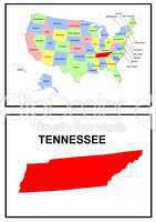 USA Landkarte Staat Tennessee