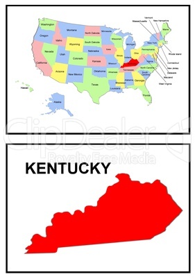 USA Landkarte Staat Kentucky